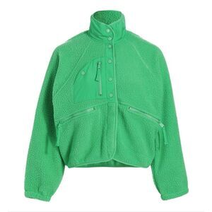 Amazon green oversized zip front fleece size M